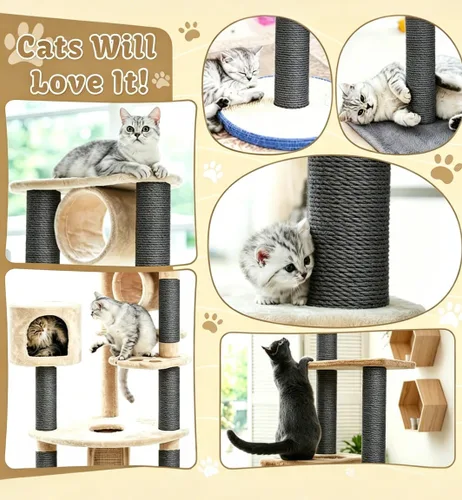 Vista 6 de Cuerda de sisal de 0.236 in para rascador de gatos, reparación y reemplazo del poste rascador de gatos, muebles rascadores de bricolaje – árbol