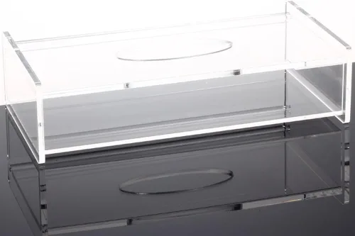 Vista 2 de Tissue Box Organizador rectangular de acrílico transparente para servilletas de baño, cocina, oficina