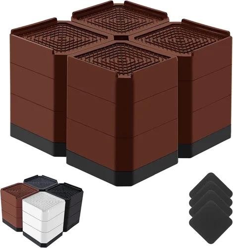 Vista 17 de Elevadores de cama resistentes, bloques elevadores de muebles ajustables de 1.5, 3, 4.3 pulgadas para patas de sofá, mesa, escritorio, refrigerador
