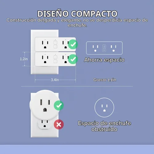 Vista 6 de Matter - Enchufe inteligente dual de 15 A, 2 unidades, compatible con Alexa, Google y Apple Home