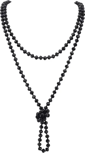 Vista 23 de Firstmeet Collar largo de cuentas de moda con nudo de cuerda, versátil, 60 pulgadas, joyería de disfraz para mujer Aqua Sky AB