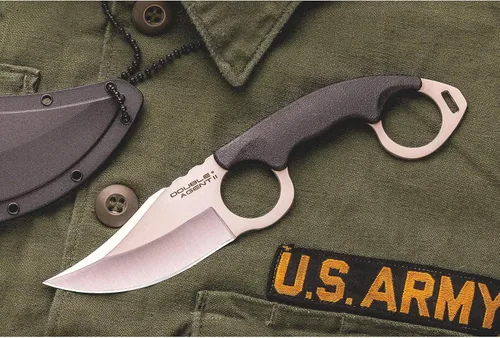 Vista 6 de COLD STEEL Double Agent II Plain Edge Durable Lightweight Japanese AUS8A Steel Clip Point Shape 3" Fixed Blade Tactical Outdoor Hunting Knife