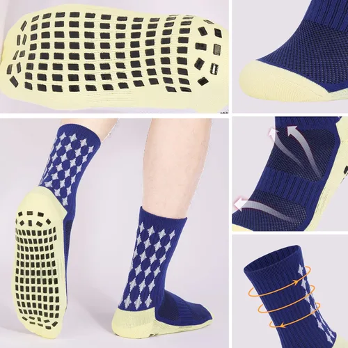 Vista 4 de L04AYABY Grip Socks - Calcetines deportivos de fútbol para hombre, antideslizantes, calcetines acolchados para correr, fútbol, paquete de 134