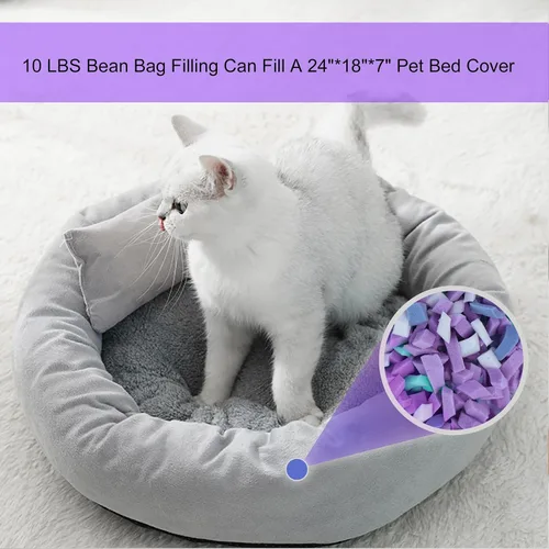 Vista 5 de Relleno de puf, relleno de espuma viscoelástica triturada de 5 libras para relleno de puf, relleno de espuma para almohada, camas de perro, sillas
