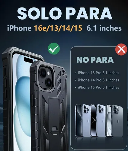 Vista 2 de FNTCASE - Funda para iPhone 15/14/13, protector de pantalla integrado, función atril 20FT Military-Grade Drop Protection, Anti-Slip Matte