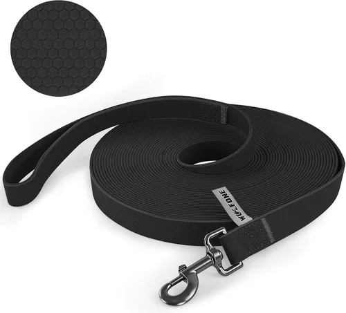 Vista 12 de WOLFONE Correa de PVC impermeable para perro, correa de entrenamiento larga de 10 pies, núcleo de nailon resistente sin enredos, correa recubierta