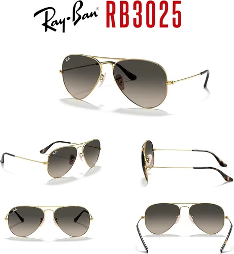 Vista 108 de Ray-Ban RB3025 - Lentes de sol de aviador de metal para hombre y mujer + paquete con kit de cuidado de gafas iWear de diseñador