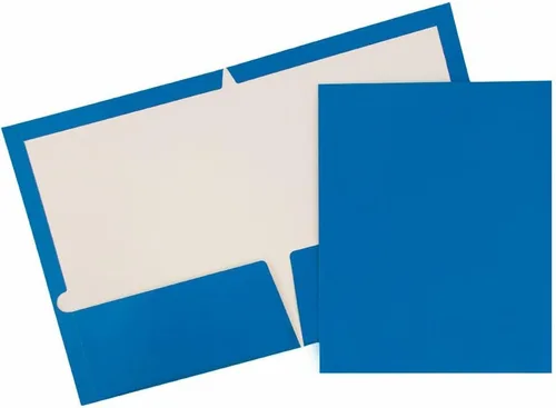 Vista 23 de JAM PAPER Carpetas brillantes laminadas con dos bolsillos, color azul bebé, paquete de 3