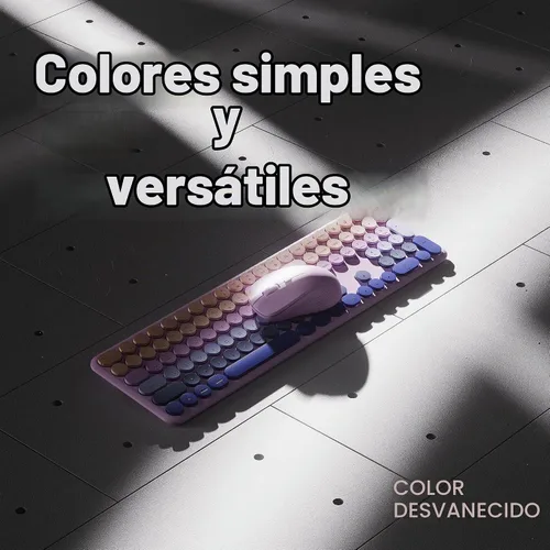 Vista 3 de Combo de teclado y mouse inalámbricos retro rosa rubor