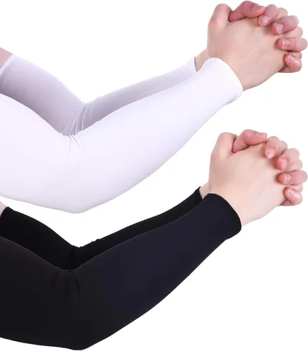 Vista 3 de Mudder 8 Pairs UV Sun Protection Cooling Arm Sleeves for Men Women Youth Silk Compression Arm Cover Breathable Outdoors Sport Negro