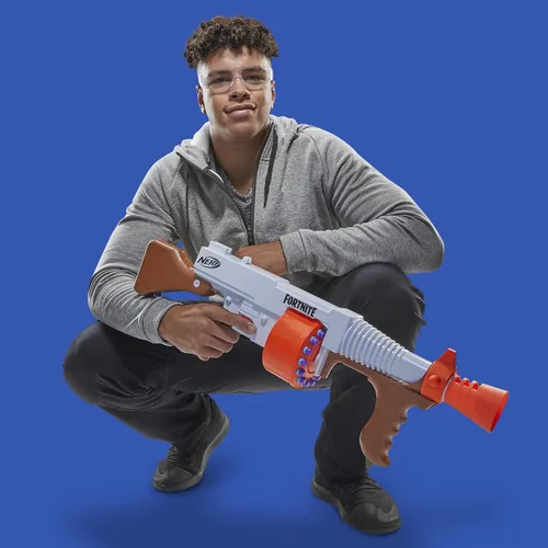 Vista 6 de Nerf Fortnite DG Lanzador de Dardos - Tambor Giratorio de 15 Dardos, Acción de Bombeo, 15 Dardos Oficiales Nerf