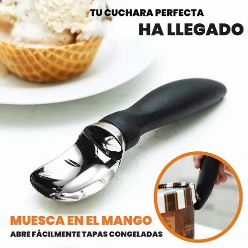 Vista 8 de Spring Chef - Cuchara para helado resistente con mango cómodo - Cuchara profesional para helado para gelato, sorbete, masa de galletas, melón, yogur