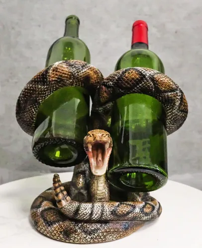 Vista 8 de Ebros Gift Rústico occidental en espiral Diamondback serpiente de cascabel doble titular de botellas de vino 8.5 pulgadas H Figurine Wild West