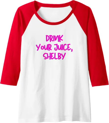 Vista 11 de Drink Your Juice Shelby - Camiseta de béisbol raglán con cita divertida, Negro, S Negro/Blanco