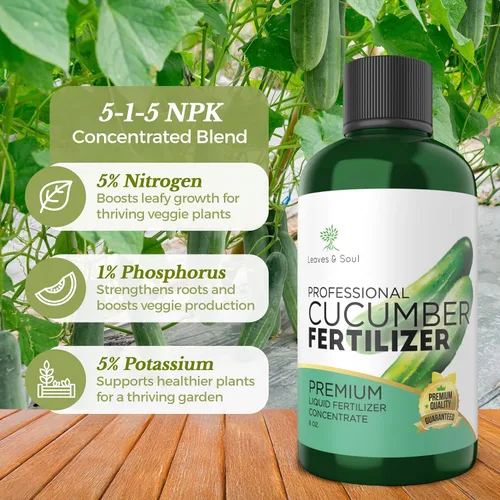 Vista 4 de Fertilizante líquido profesional de pepino 5-1-5 concentrado de 8 onzas, fertilizante orgánico de pepino premium, alimento vegetal para plantas