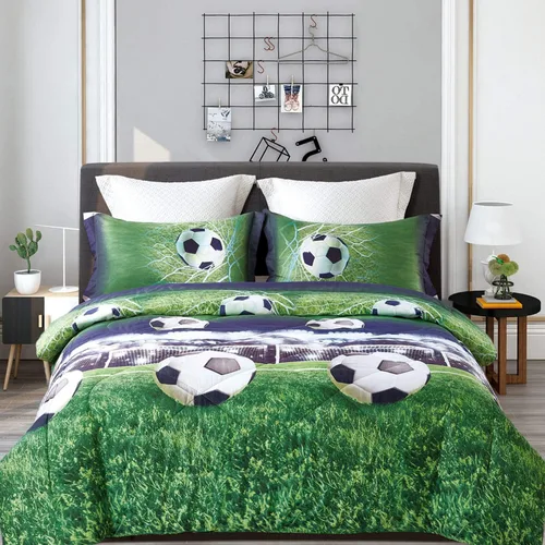 Vista 3 de ENJOHOS Juego de ropa de cama deportiva individual XL para niños universitarios, juegos de edredón de fútbol de 3 piezas tamaño individual