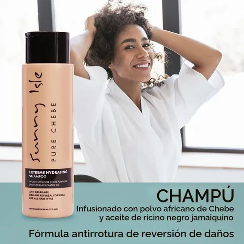 Vista 8 de Sunny Isle Pure Chebe Extreme Champú Hidratante 12oz, Anti-Breakage