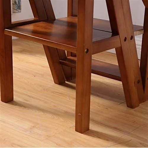 Vista 5 de Silla plegable de escalera de biblioteca de madera Silla de escalera de cocina Escalera convertible para escuela, taburete multifuncional