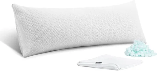 Vista 15 de Rainmr Almohada de cama tamaño Queen para dormir, almohadas ajustables de espuma viscoelástica triturada con funda de almohada refrescante lavable