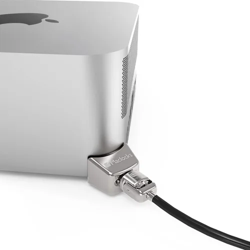 Vista 5 de Compulocks Mac Studio - Adaptador de bloqueo de borde con bloqueo de cable combinado, color plateado Cerradura de seguridad segura de aluminio