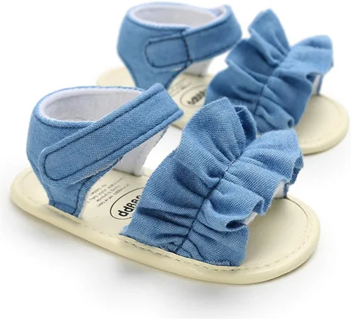 Vista 6 de COSANKIM Sandalias de verano para bebés y niñas con suela suave de flores, zapatos de vestir para cuna, recién nacidos, para recién nacidos