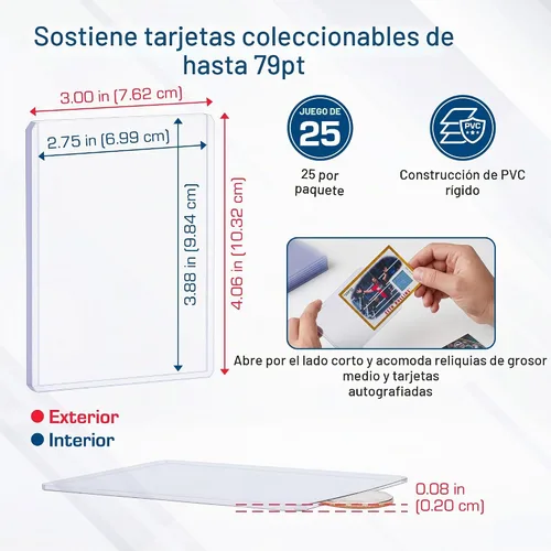 Vista 5 de BCW Portatarjetas gruesas de 79 puntos para tarjetas reliquias, PVC 79 Pt. / 0.079 in