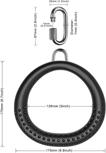 Vista 7 de Dolibest 2 Pack of Ninja Gymnastic Rings,Monkey Ring Outdoor Backyard Ninja Accessories Set,Swing Bar Rings Obstacle Course for Training Equipment