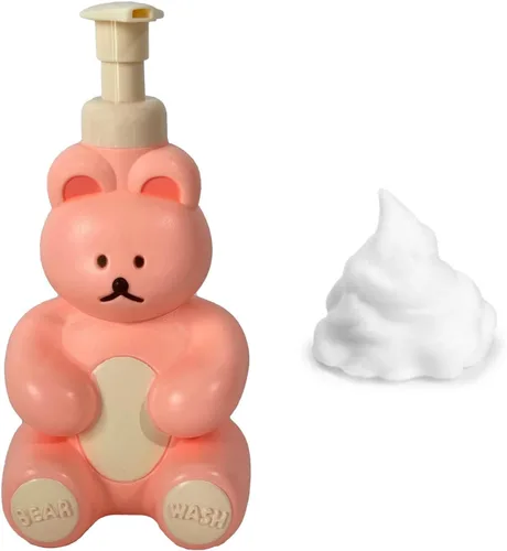 Vista 9 de Botella con bomba de espuma, dispensador de jabón de oso lindo para niños, dispensador de loción para encimera de baño, dispensador de jabón líquido