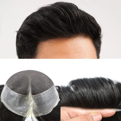 Vista 39 de Mens Toupee Hair Piece Real Cabello humano suave francés Encaje Toupee para hombres Sistema de reemplazo de cabello Hombres Hairpieces Hombres