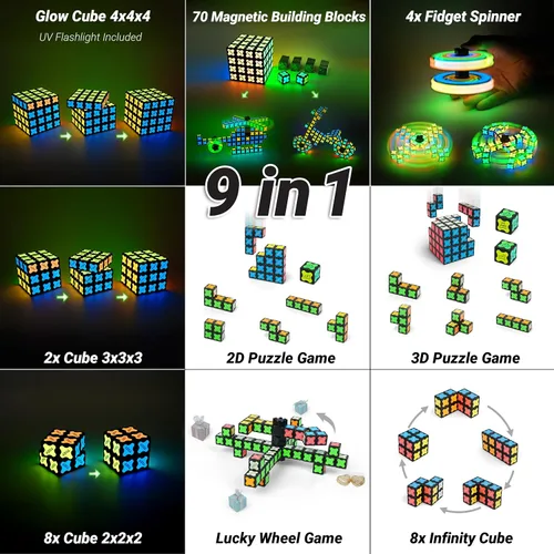 Vista 4 de TOSY Cubo Magnético 4x4 - 70 Bloques, 560 Imanes, Multiuso: Bloques de Construcción Creativos, Fidget Spinner Transformable, Rompecabezas/Cubo Cubo