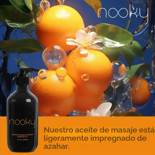 Vista 5 de Aceite de masaje flor de naranja de Nooky Con Jojoba y aceites esenciales. Para un masaje sensual, 16 oz