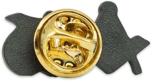 Vista 3 de Pin de solapa masónico cuadrado y brújula y Shriner - oro y blanco 1 pulgada de ancho, Metal