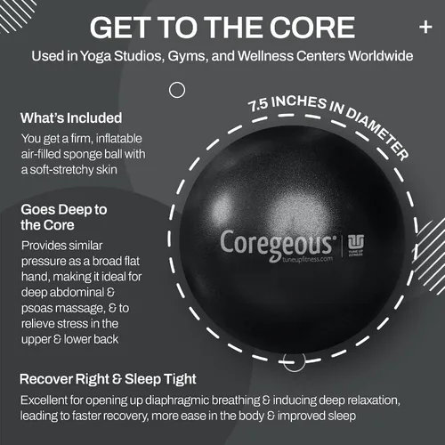 Vista 2 de Tune Up Fitness Pelota Coregeous Herramienta de liberación de Psoas, liberación abdominal, abdominal y espalda baja Pelota de núcleo, pelota