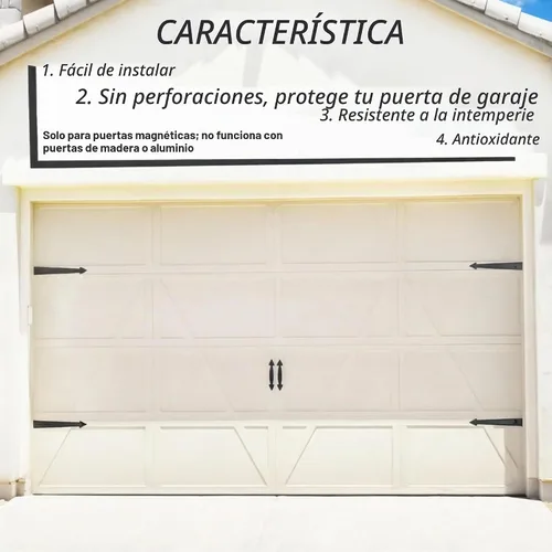 Vista 6 de Kit de accesorios decorativos magnéticos para puerta de garaje, 8 bisagras, 4 asas, acentos de carro para garaje de 2 autos, imanes fuertes
