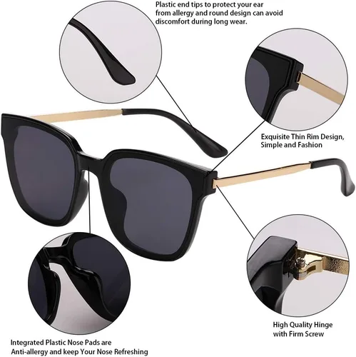 Vista 5 de Lentes de sol cuadrados de gran tamaño para mujer, lentes espejados U886