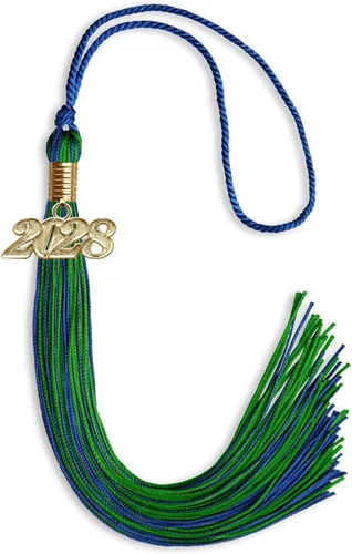 Vista 38 de Endea Graduation - Borla de doble color mixto con fecha dorada (negro/dorado antiguo, 2021)