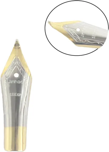 Vista 2 de Gullor 5 puntas de pluma estilográfica compatibles con Jinhao 250/301/500/5099/8802/9009/5000, dorado, punta doblada