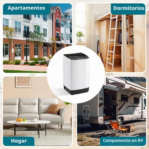 Vista 7 de Lavadora portátil de 1.9 pies cúbicos, lavadora eléctrica completamente automática con 10 programas, combo compacto de lavado y centrifugado de ropa
