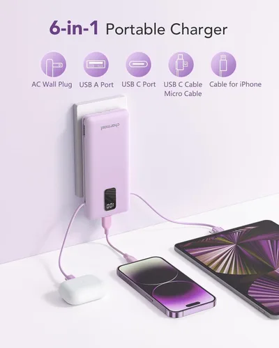 Vista 2 de Charmast - Cargador portátil con batería de 10000 mAh Púrpura