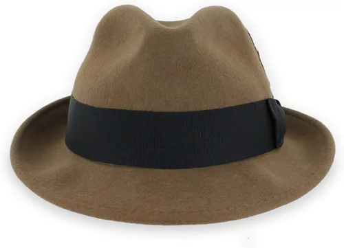 Vista 2 de Belfry Trilby - Vestido de estilo vintage con ala a presión, sombrero Fedora, 100 % lana pura de fieltro en negro, gris, azul marino, marrón