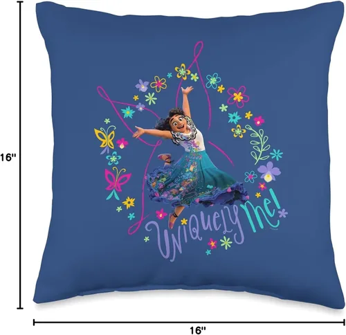Vista 4 de Disney Encanto Mirabel Uniquely Me - Almohada de mariposa rosa, 16 x 16 pulgadas, multicolor