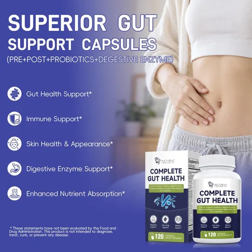 Vista 3 de Migcopat Probiótico Prebiótico, Postbiótico y Enzimas Digestivas para la Salud Digestiva, 80 Mil Millones de UFC Probióticos Soporte Intestinal