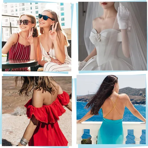 Vista 6 de 2 pares de sujetadores adhesivos con realce de pecho, brasier sin tirantes, sin tirantes, reutilizable, para mujer