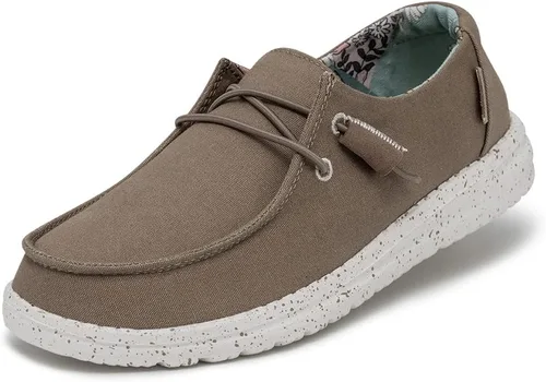 Vista 79 de Hey Dude Wendy Chambray - Zapatos para mujer, mocasines con cordones para mujer, cómodos y ligeros Aurora Blanco 2