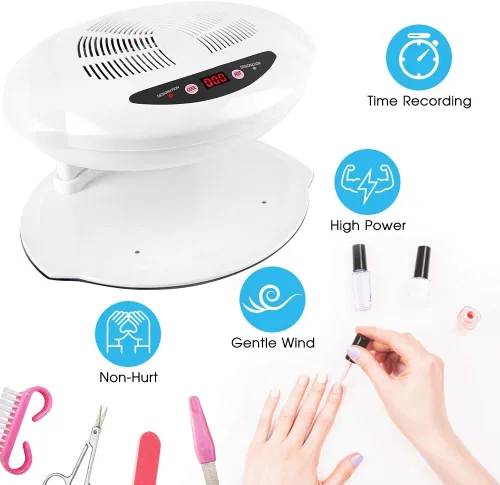 Vista 5 de Ejoyous Secador de esmalte de uñas para manos y pies, soplado de aire frío/cálido 2 en 1, LED, blanco