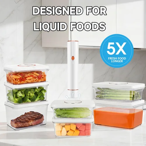 Vista 2 de Vixino Sellador al vacío, sellador al vacío para alimentos, máquina compacta de sellado al vacío de mano, sellador de comidas ahorrador portátil