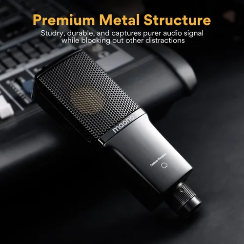 Vista 5 de MAONO Micrófono condensador XLR, micrófono de grabación profesional de estudio cardioide para transmisión, podcasting, canto, voz en off, voz