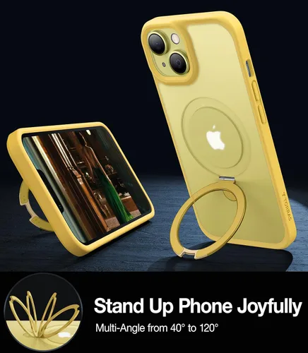 Vista 4 de TORRAS Funda magnética UPRO Ostand para iPhone 14/iPhone 13 de 6.1 pulgadas, compatible con MagSafe parte trasera dura mate con borde de silicona