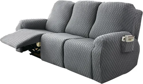 Vista 18 de Funda elástica para silla reclinable, 8 piezas de 1, 2, 3 plazas, funda para sillón reclinable con bolsillo y protector de muebles