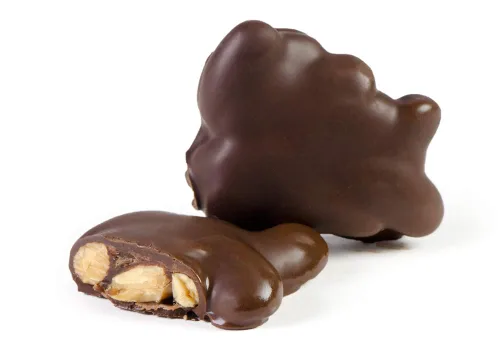 Vista 5 de Caja de nueces cubiertas de chocolate con caramelo, variedad surtida de nueces de chocolate, hamburguesas de nueces, almendras, racimos